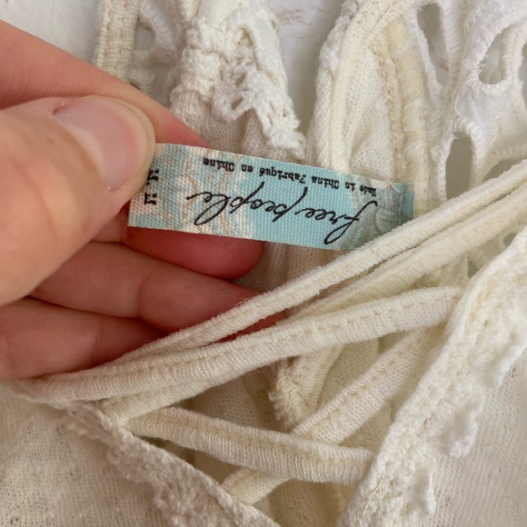 Free People White Tank Top With Criss Cross Detail - Picture 5 of 8